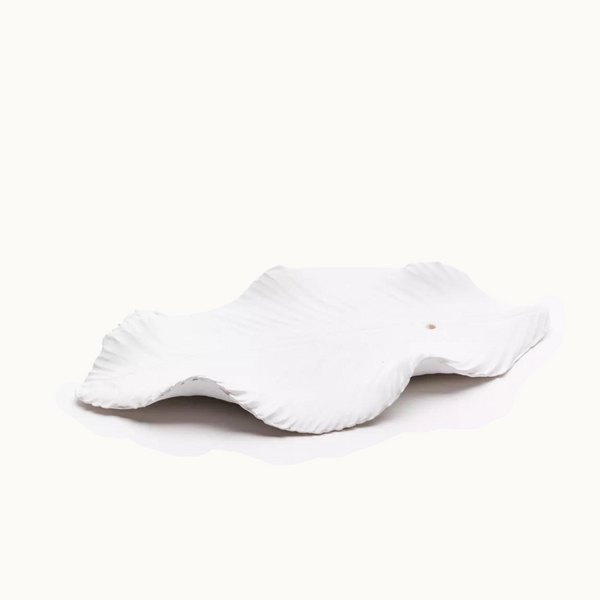 Large Ceramic Leaf Incense Holder | White