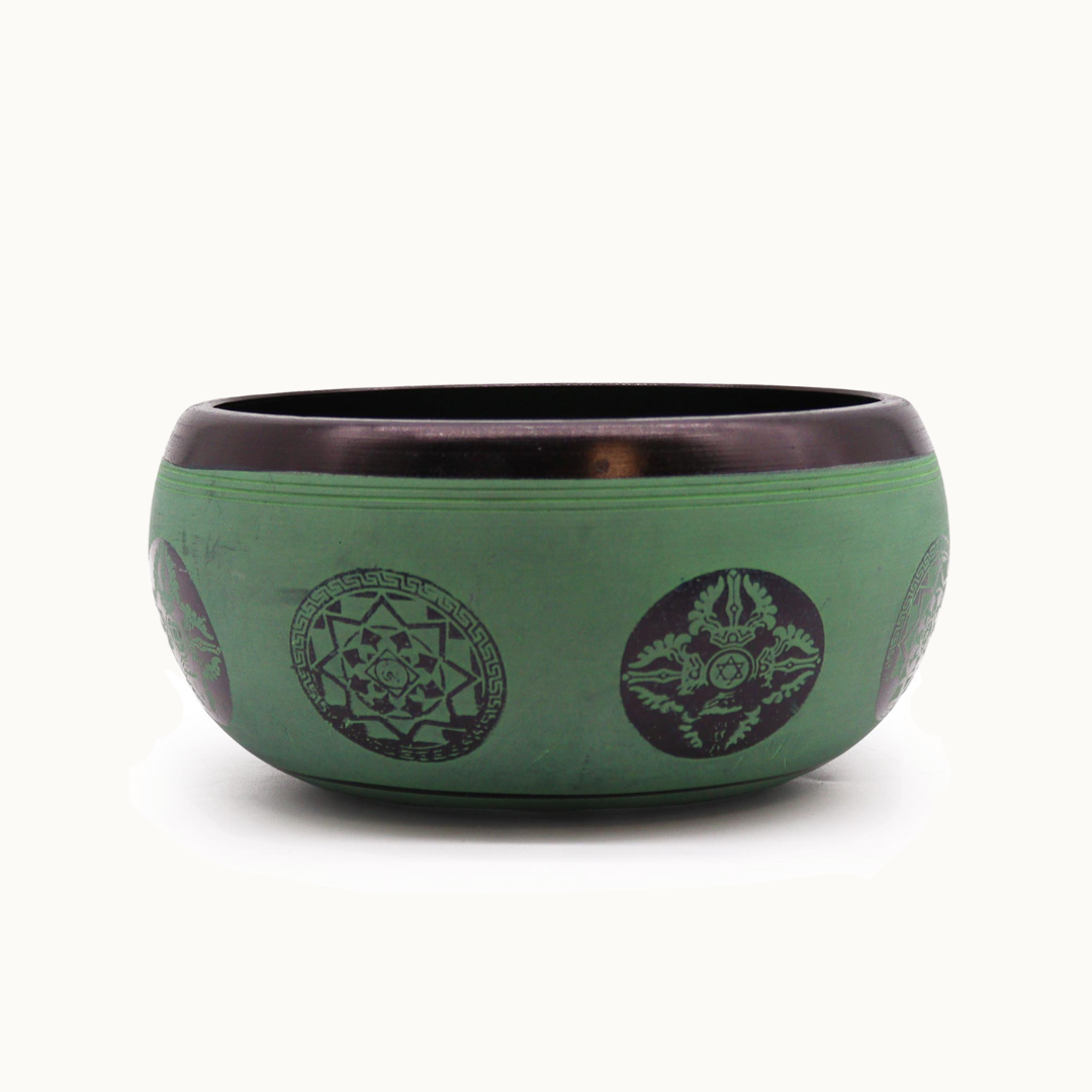 Green Mandala Singing Bowl 16cm