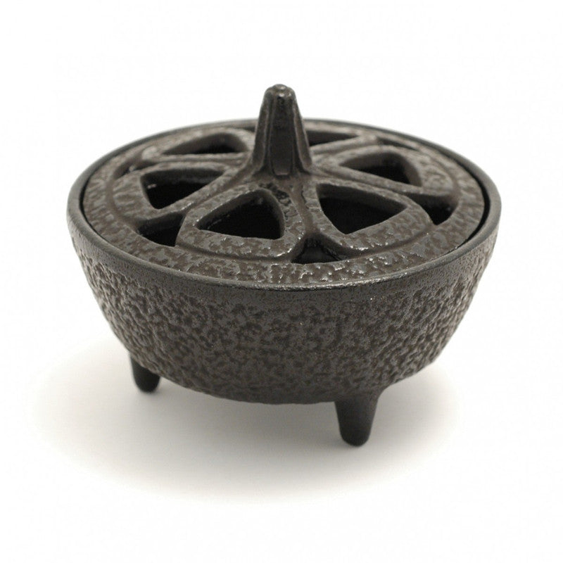 Black Cast Iron Incense Bowl with lid