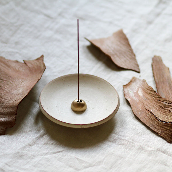 White Onyx Incense Dish | with Gold Dome