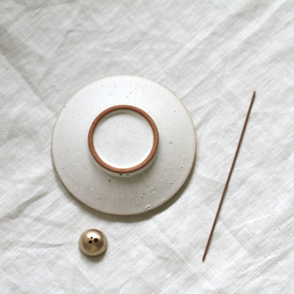 White Onyx Incense Dish | with Gold Dome